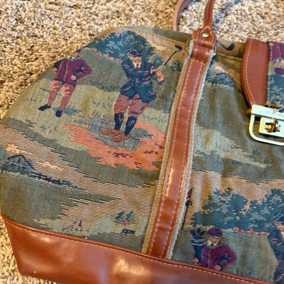 Vintage Golf Tapestry Tote Weekender Bag - Picture 3 of 7